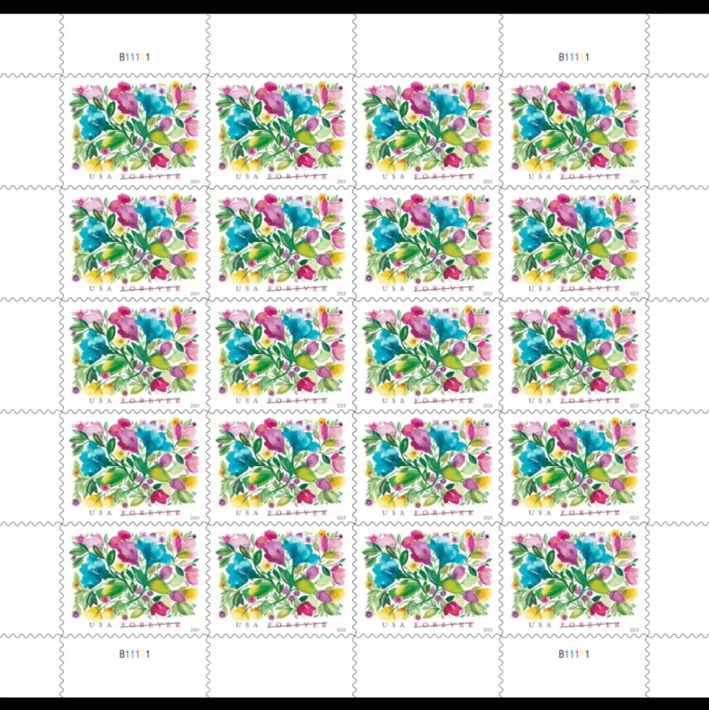 100 Celebration Blooms Forever 2024 Postage Stamps USPS Wedding Invitations 2024